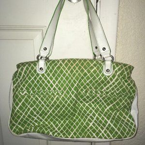 Angela Adams MAINE Designer Green/White Large Bag